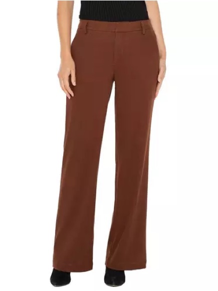 New Liverpool Kelsey Wide Leg Trouser Pants Saddle Brown Sz 6 / 28